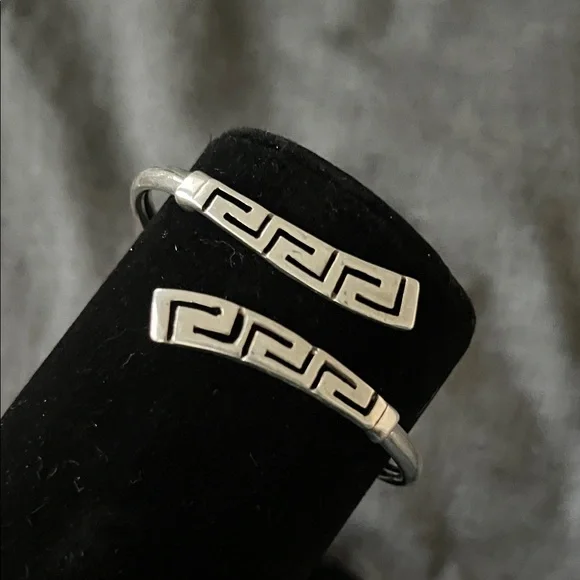 Sterling Silver 925 Greek Key Wrap Cuff Bracelet - Picture 2 of 5